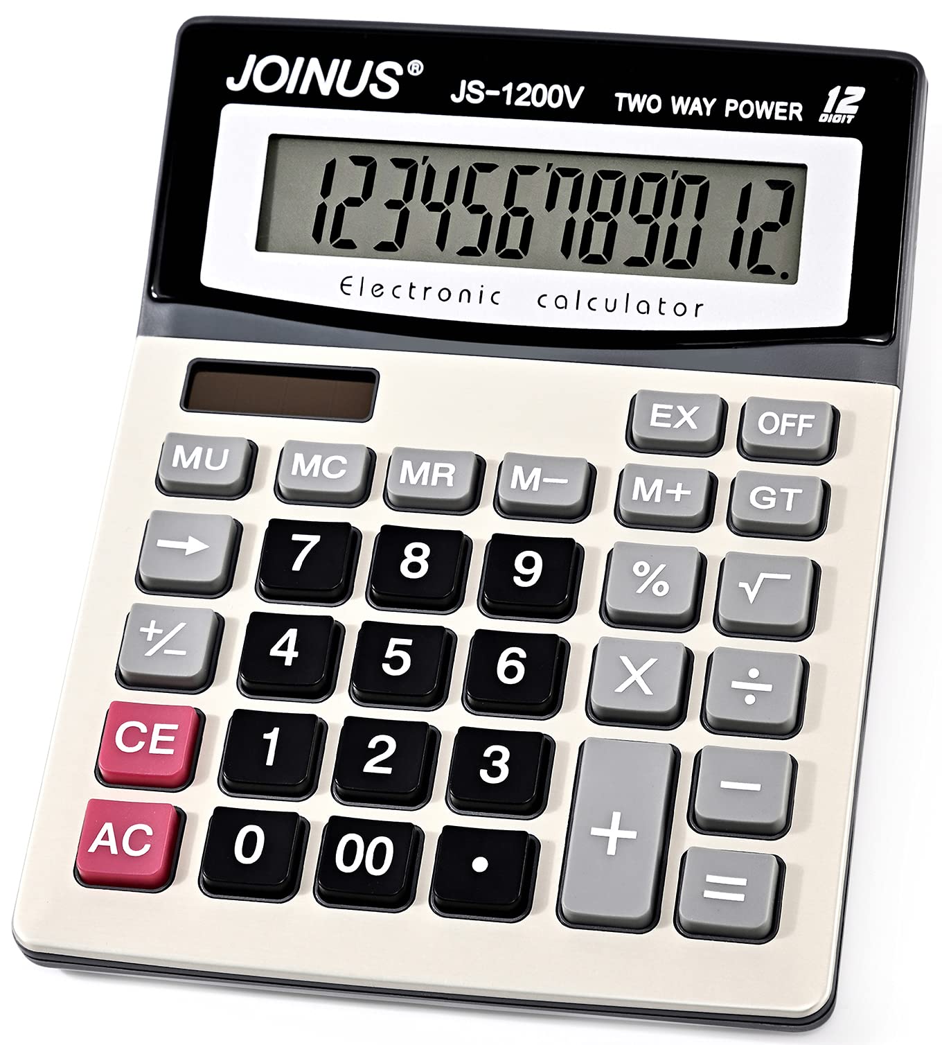 Calculator, Standard Function Desktop Calculator With 12-Digit Large Lcd Display And Big Sensitive Computer Keys, Solar Battery