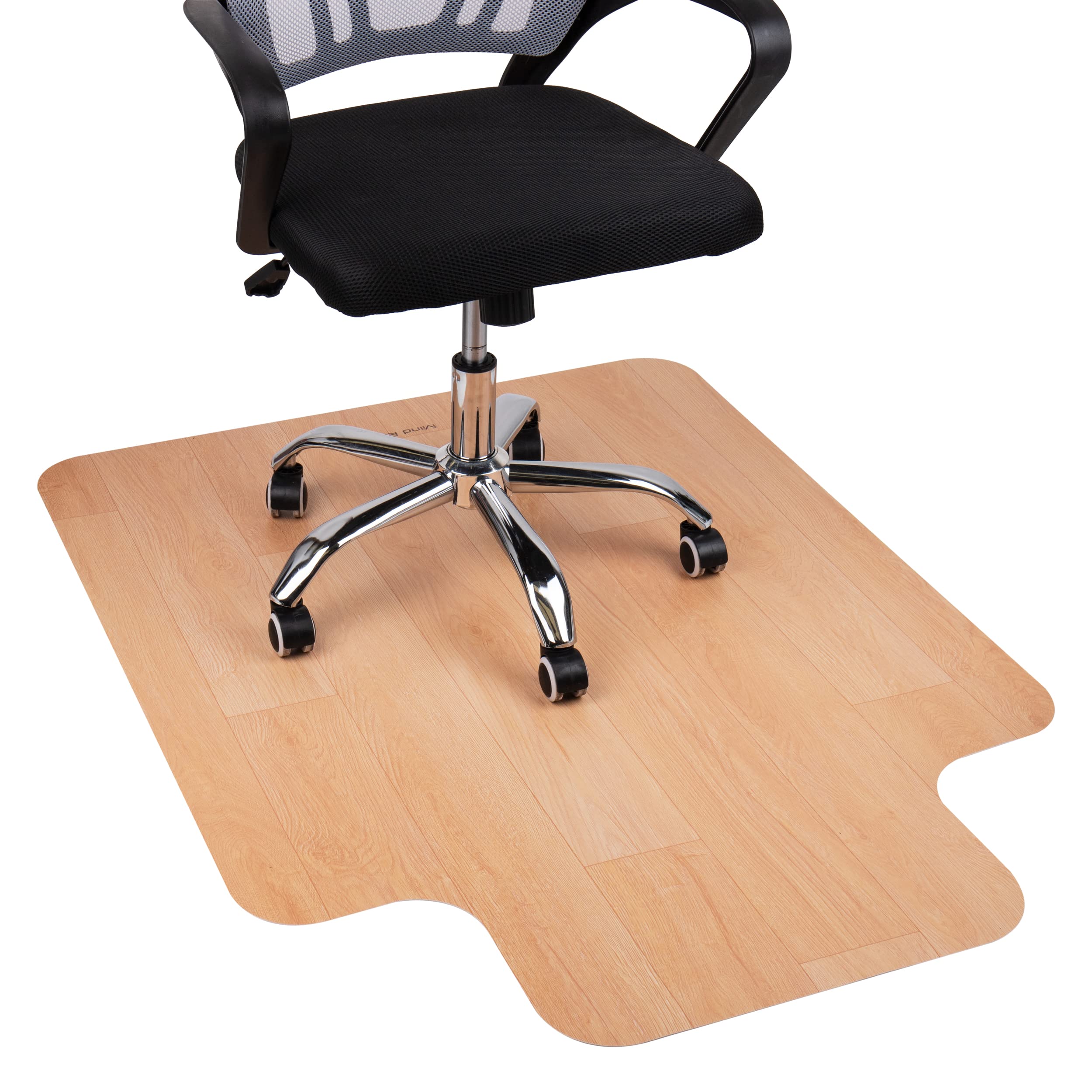 Mind Reader Office Chair Mat for Hardwood Floors, Under Desk Floor Protector, Rolling, PVC, 35.5 L x 47.50 W x 0.0625 H, Woodton
