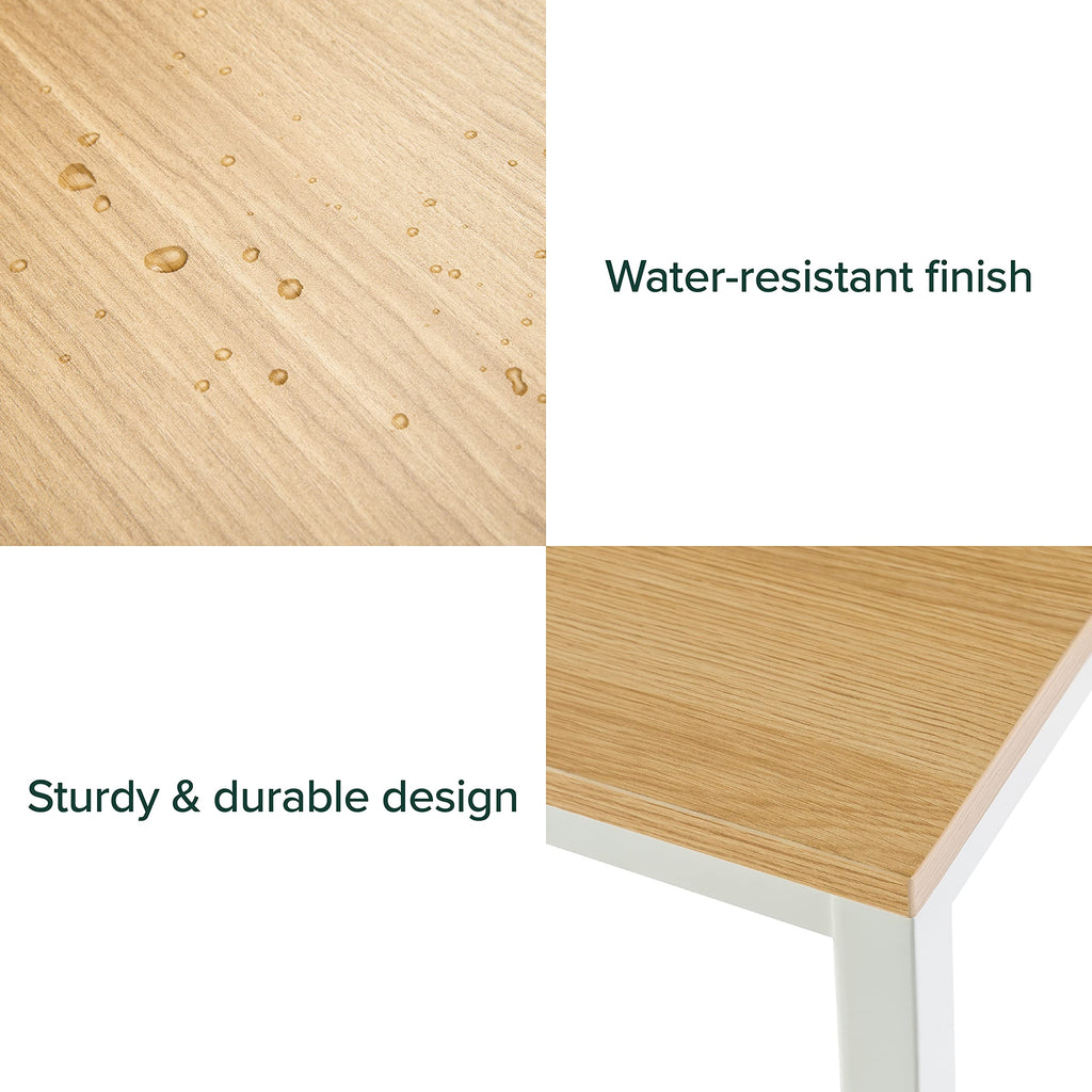 Zinus Jennifer 55 Inch White Frame Desk Computer Workstation Natural Steel