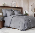 Duvet Cover Queen Size Set - Extra Soft Queen Size Duvet Cover 90 X 90 With 2 Pillow Shams - Hotel Luxury Easy Care And Fade Free W/ Zipper Closures & Ties - Comfy Breathable Bedding Set (Steel Blue)