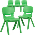 5 Pk. Green Plastic Stackable School Chair with 15.5 Seat Height