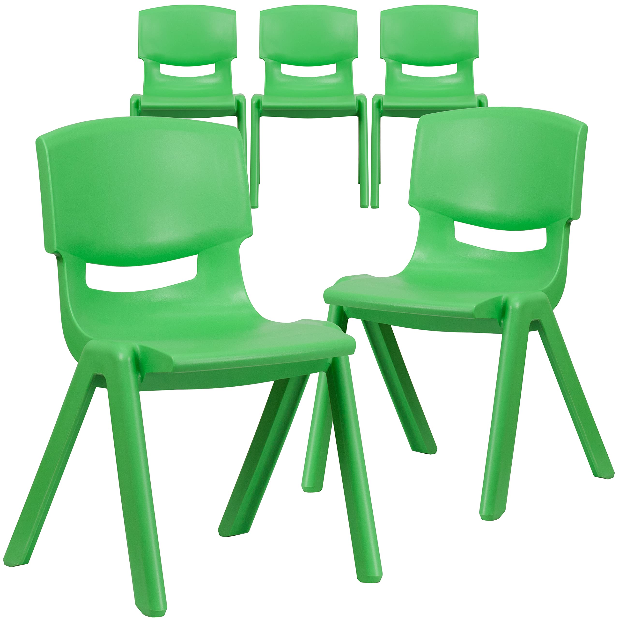 5 Pk. Green Plastic Stackable School Chair with 15.5 Seat Height