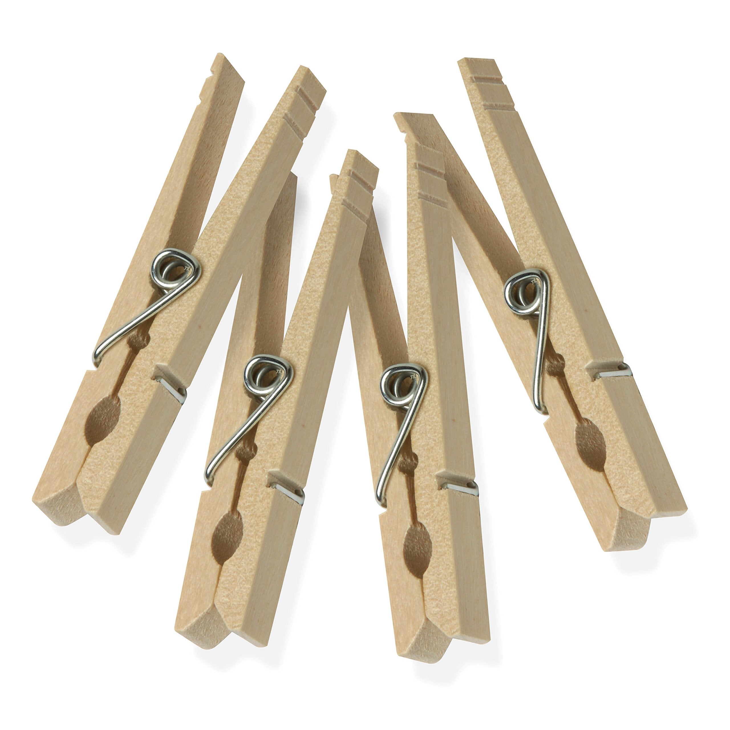 Honey-Can-Do DRY-01375 Wood Clothespins with Spring, 3.3-inches Length,Brown, 2 lbs, 50-Pack
