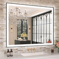 Amorho 40x 32 LED Bathroom Mirror with Black Frame, Front Light and Backlit(Controlled Separately), Stepless Dimmable, Anti-Fog,