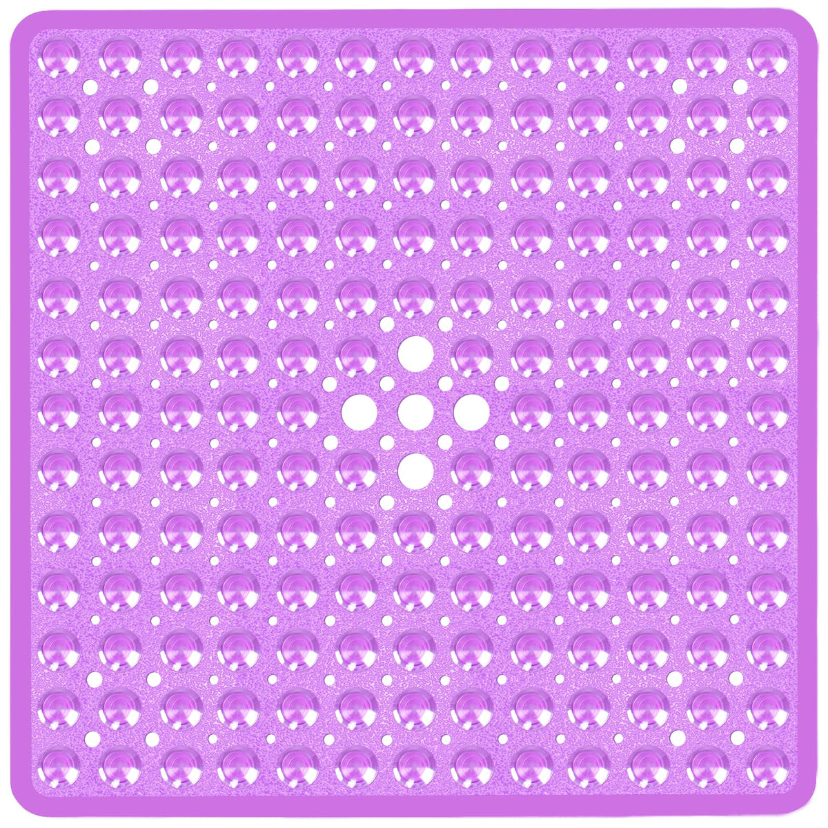 Naoloture Square Shower Bathtub Mat Non Slip for Inside Shower Clear Purple 21x21 Inch, Shower Stall Mats for Bathroom Floor, So