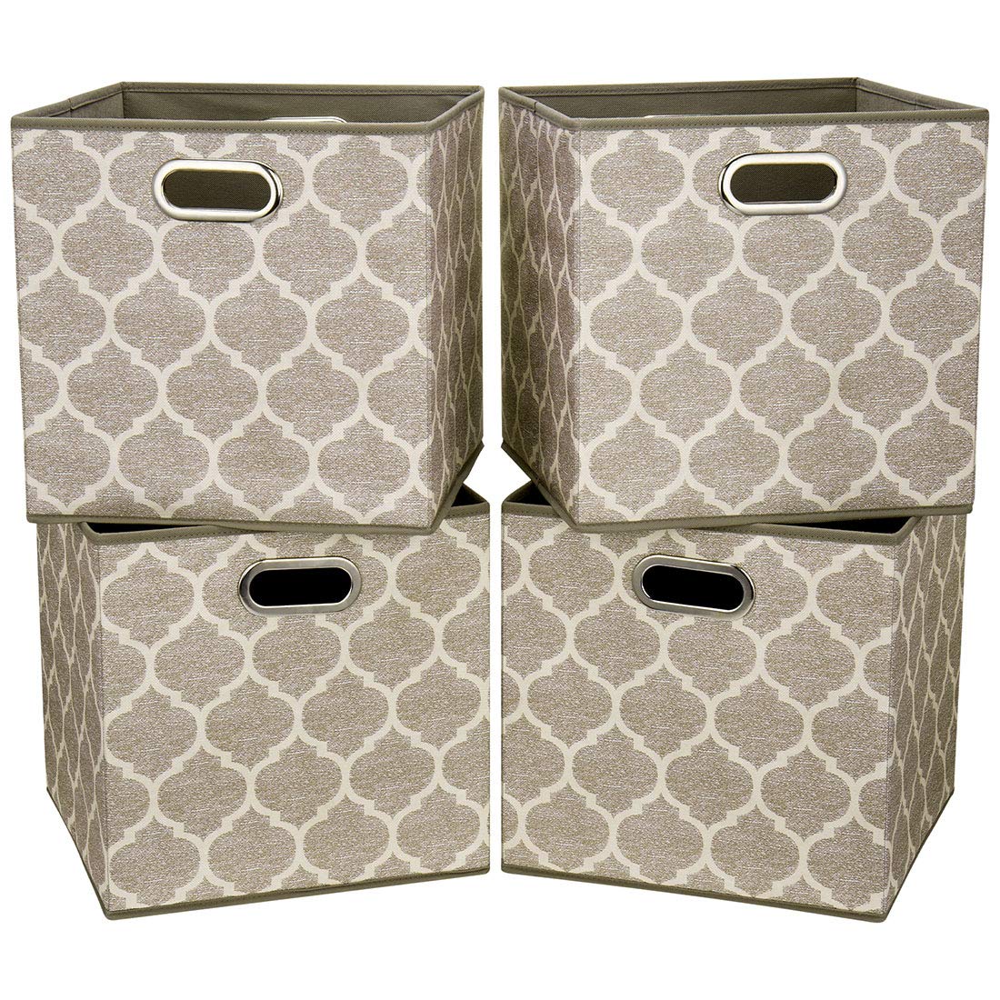 i BKGOO Cloth Storage Bins Set of 4 Thick Fabric Drawers Foldable Cubes Basket Organizer Container with Dual Metal Handles for S