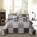 Bedspread Set Twin Size Quilt Set Plaid Bed Spread Coverlet Black White Grey Plaid Patchwork Stripe Modern Quilt Bedspread Beddi