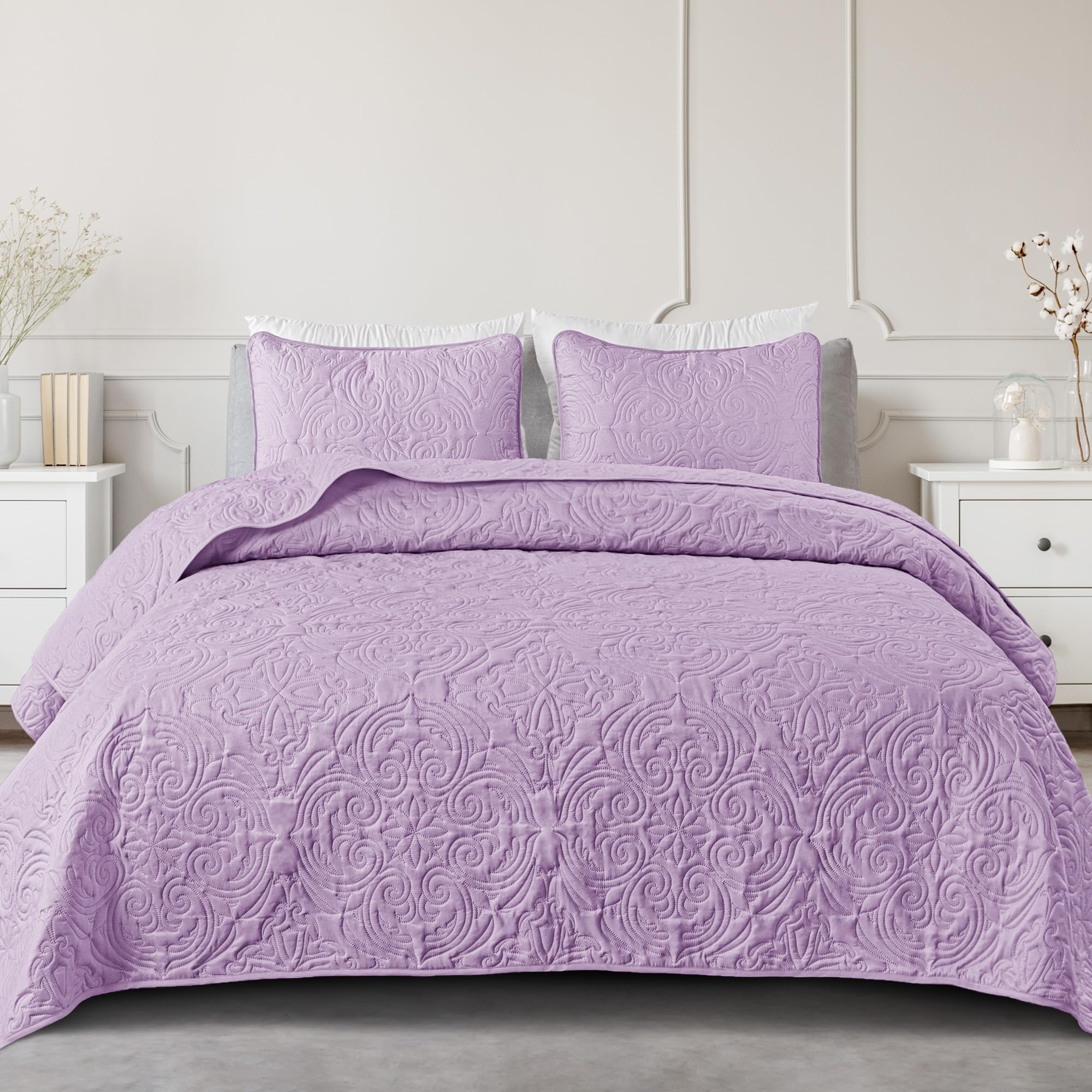 Exclusivo Mezcla Quilt Set Full Queen Size, Lightweight Vintage Quilts Bedspreads Coverlets With Pillow Shams, Soft Queen Quilt