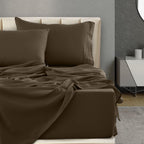 Ldc Twin Xl Sheet Set - 4 Pc Brushed Microfiber Bed Sheets 16 Inches Deep Pockets -Embroidered & Plain Pillowcases - Hotel Luxur