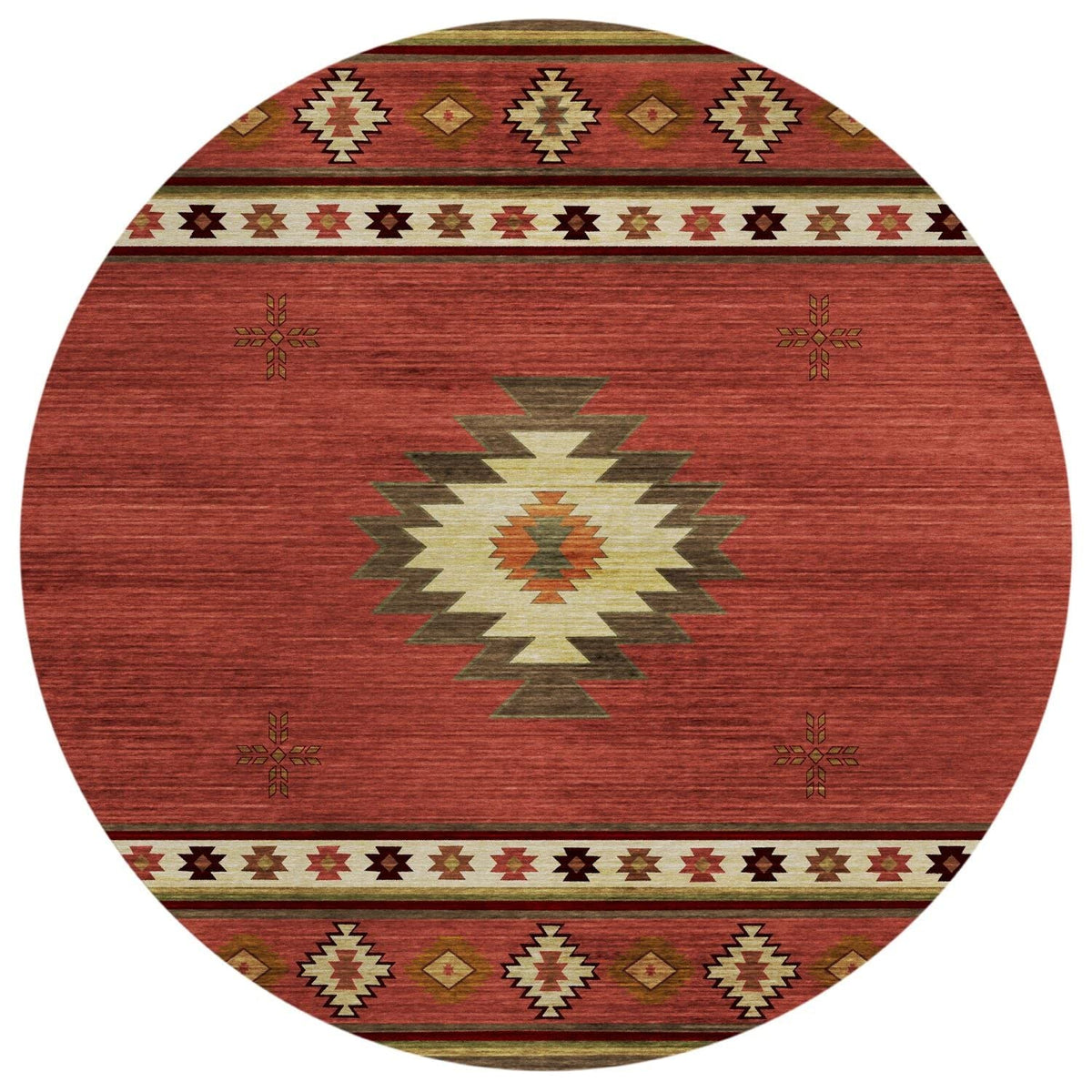 Phoenix Ph4 Red Southwestern Rug Round 8' X 8'