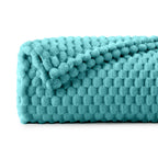 Bedelite Fleece Throw Blanket For Couch & Bed - 3D Jacquard Decorative Teal Blanket, Super Soft And Cozy Warm Fuzzy Blanket All