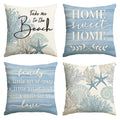 Avoin Colorlife Summer Take Me To The Beach Coral Starfish Throw Pillow Covers, 16 X 16 Inch Home Sweet Home Motto Blue Cushion