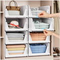 5 Pack Stackable Closet Organizer Box - Stackable Storage Bins, Plastic Storage Basket Foldable Closet Storage Basket for Wardro