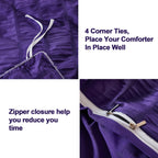 Avelom Dark Purple Duvet Cover King(104 X 90 Inches), 3 Pieces (1 Duvet Cover, 2 Pillow Cases), Seersucker Striped Soft Washed Microfiber Textured Duvet Cover Set With Zipper Closure, Corner Ties