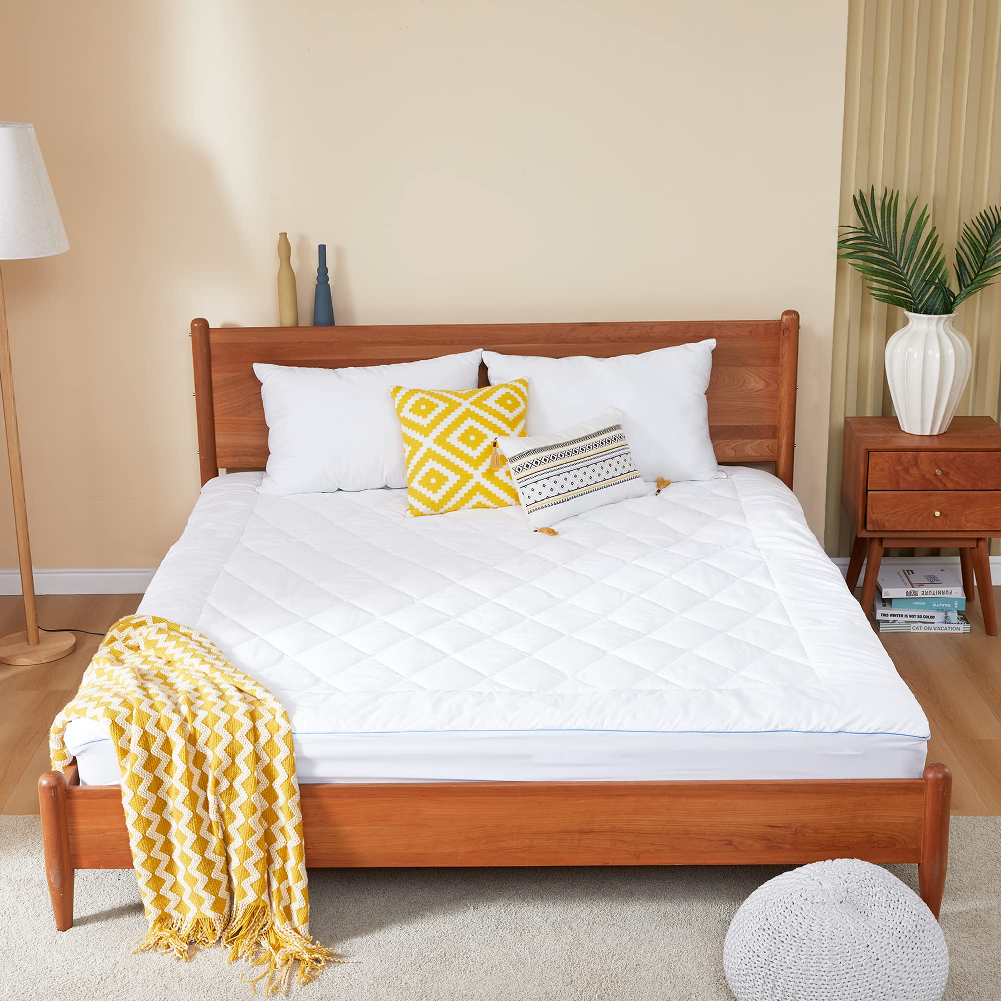 Homtec King Mattress Pad Cotton Mattress Pad Cover Quilted Mattress Cover 18-22'' Deep Pocket Mattress Protector King Size Thin