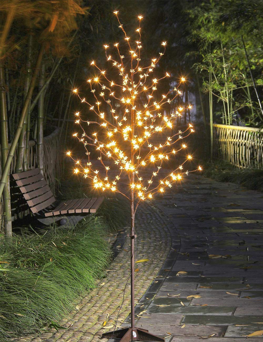 Lightshare 6.5FT 208 LED Cherry Blossom Tree, Lighted Artificial Tree for Decoration Inside and Outside, Home Patio Wedding Fest
