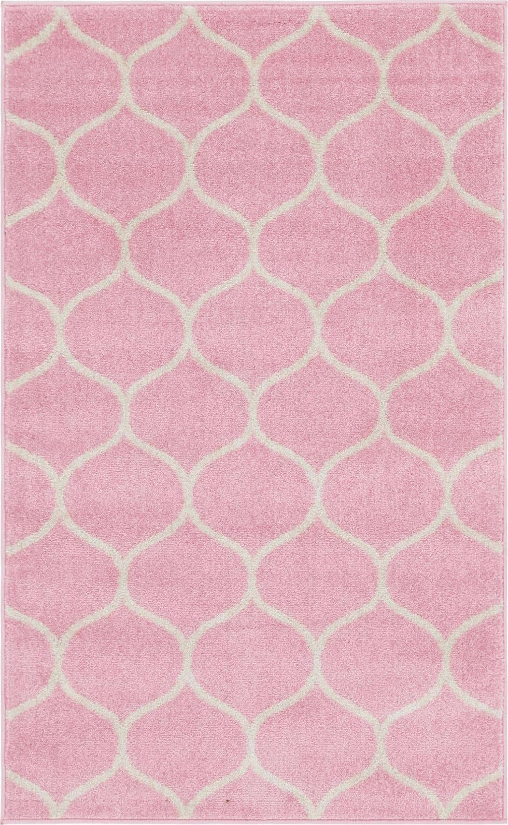 Unique Loom Trellis Frieze Collection Area Rug - Rounded (2' x 3' 1'' Rectangle Light Pink/Ivory)