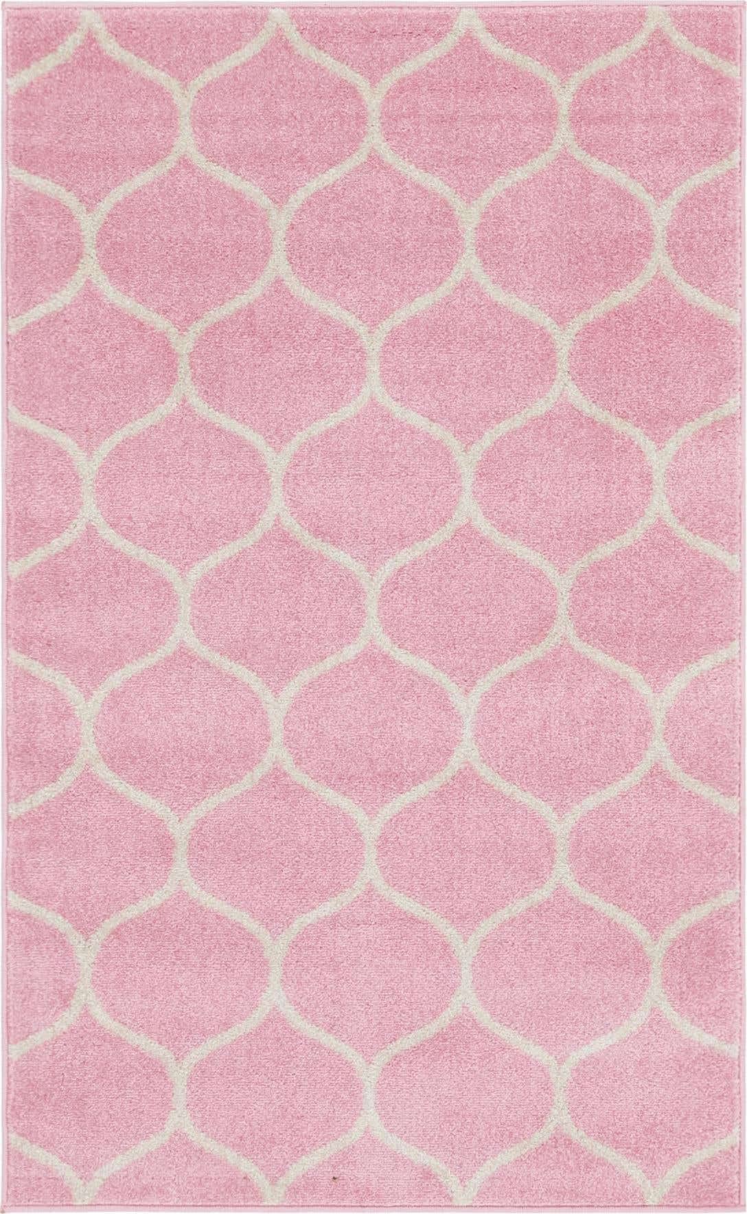 Unique Loom Trellis Frieze Collection Area Rug - Rounded (2' x 3' 1'' Rectangle Light Pink/Ivory)