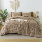 Litanika Taupe King Comforter Set, 3 Pieces Lightweight Tufted Bedding Sets, Down Alternative Comforter Fluffy Bed Set Gift Choi