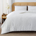 Litanika White California King Comforter Set, 3 Pieces Cal King Oversized Chevron Tufted Boho Bedding Comforter Sets, Fluffy Bed
