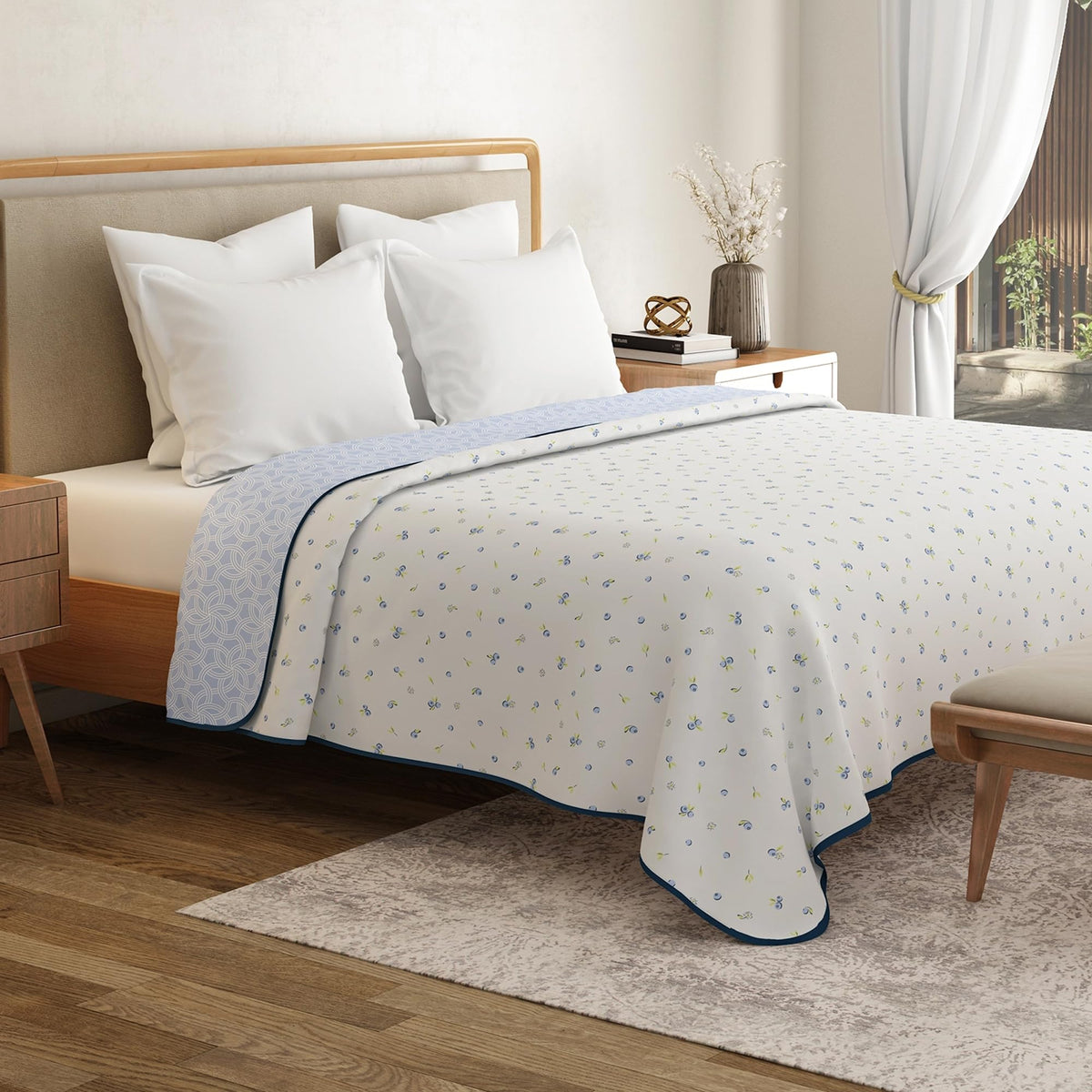 MYTRIDENT Reversible Double Dohar, 95 GSM, 100% Micro Polyester, Double Bed Dohar, 220 cm x 240 cm, Super Soft Quilt, Everyday D