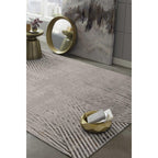 HomeRoots 8'X11' Ivory Grey Machine Woven Geometric Lines Indoor Area Rug