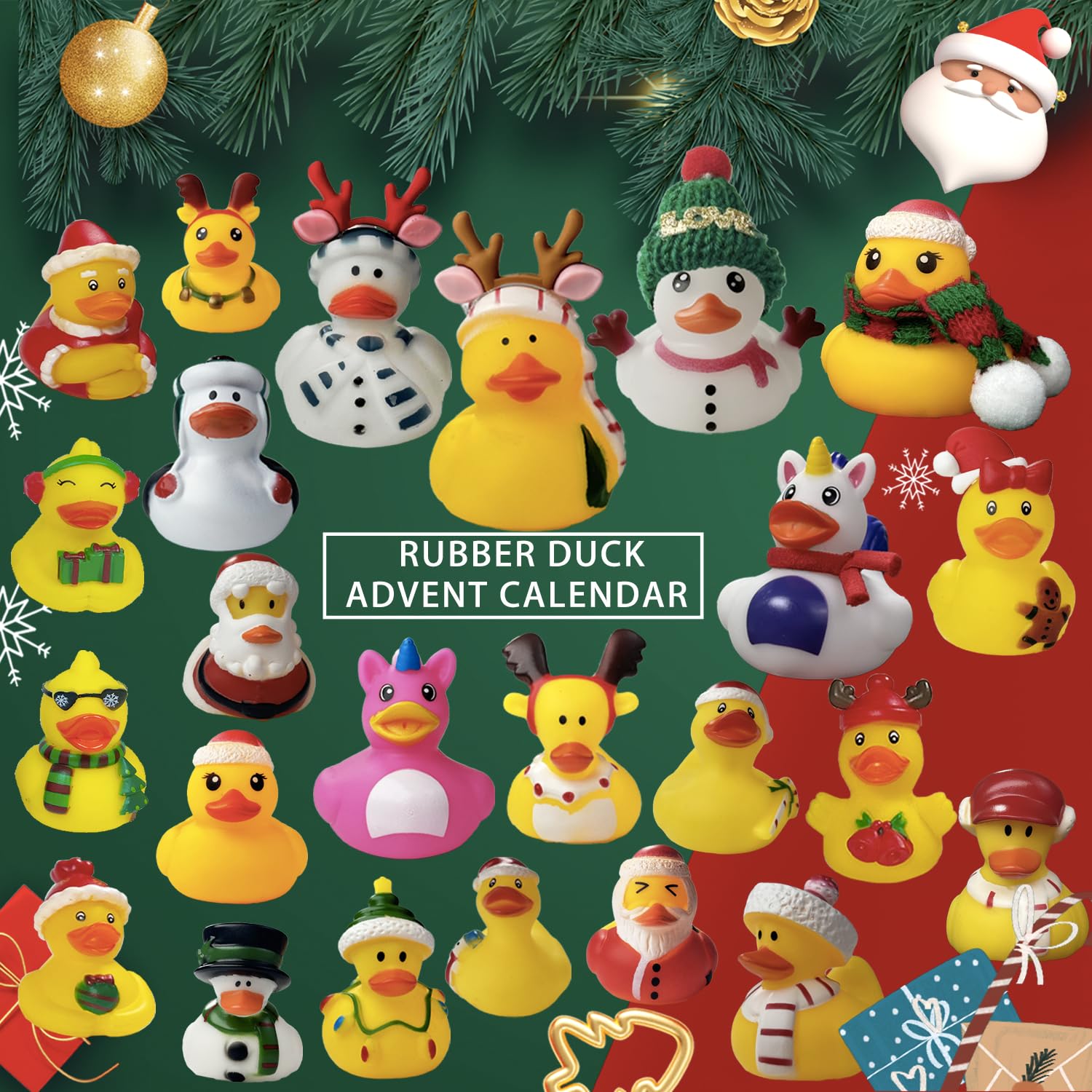 SQZUWIT Advent Calendar 2025 - Rubber Duckies Countdown Gift for Kids, 24 Days Surprises, Christmas Holiday Fun for Ages 3-8