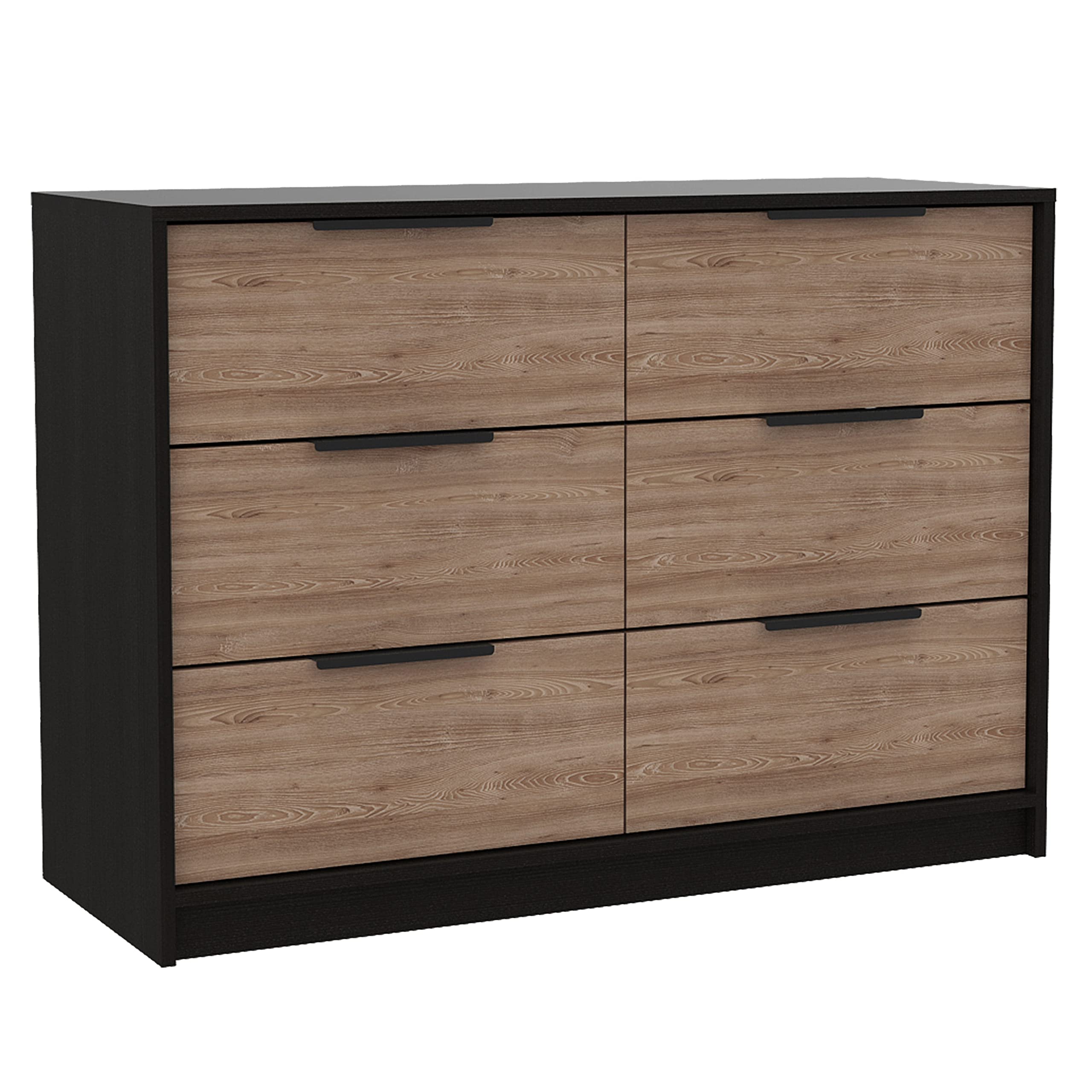 Palmer 2 Piece Bedroom Set, Armoire + Drawer Dresser, Black/Pine