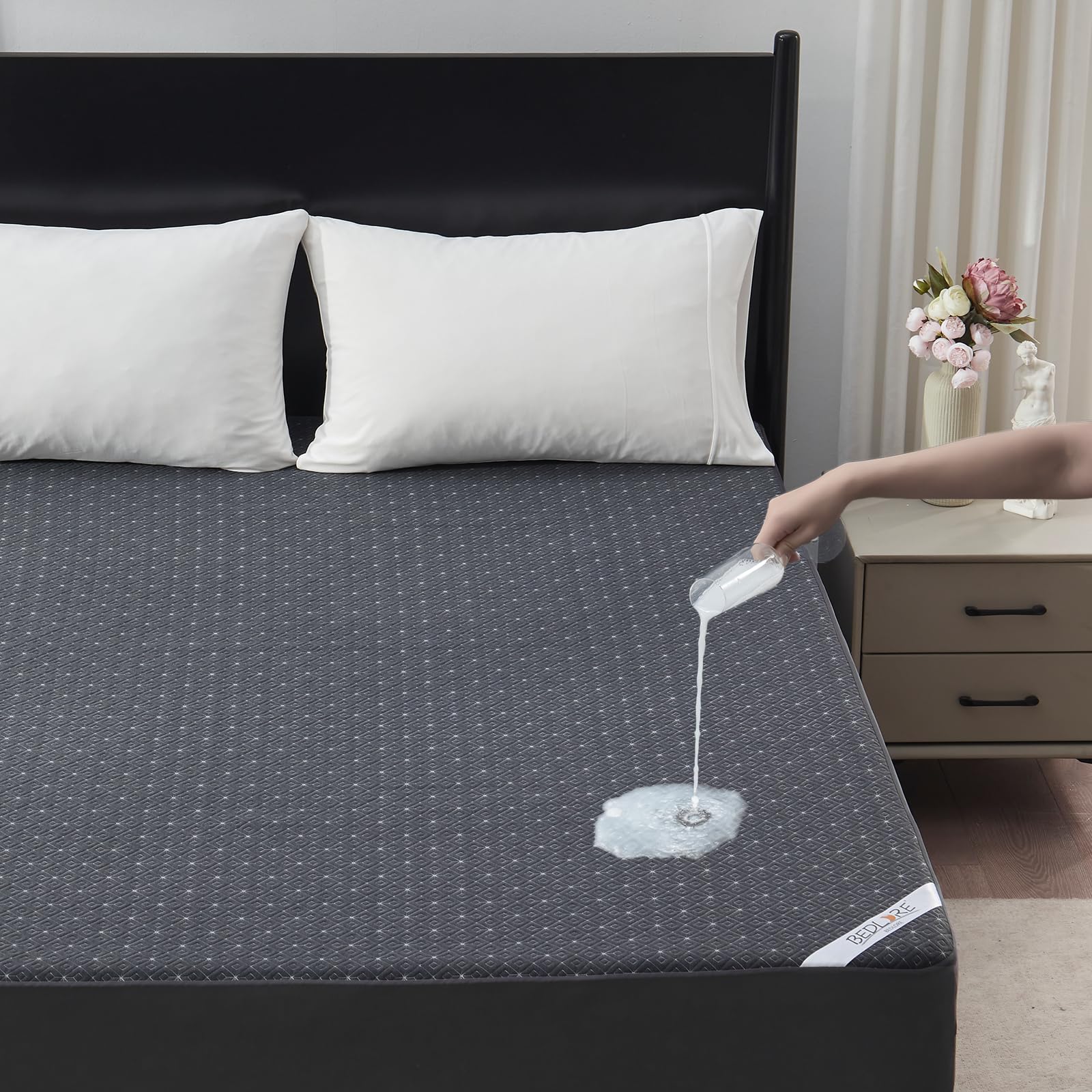 Bedlore California King Mattress Protector, Waterproof Noiseless Mattress Cover With Deep Pocket For 6-18 Inches Mattress, Soft