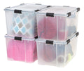 IRIS USA 4-Pack WeatherPro 74 Qt Clear Plastic Gasket Boxes with Latching Lids - Weathertight Heavy Duty Stackable Storage Conta