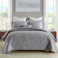 Mixinni Grey Palm Tree Pattern Soft Cotton Quilt Set For Him And Her-Queen Size