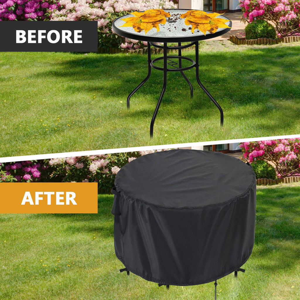 Kingling Round Patio Furniture Covers, Waterproof Outdoor Table Cover For 90''D X43''H, Heavy Duty Patio Cover For Round Table & Chair Sets, Outdoor Furniture Covers (Black)