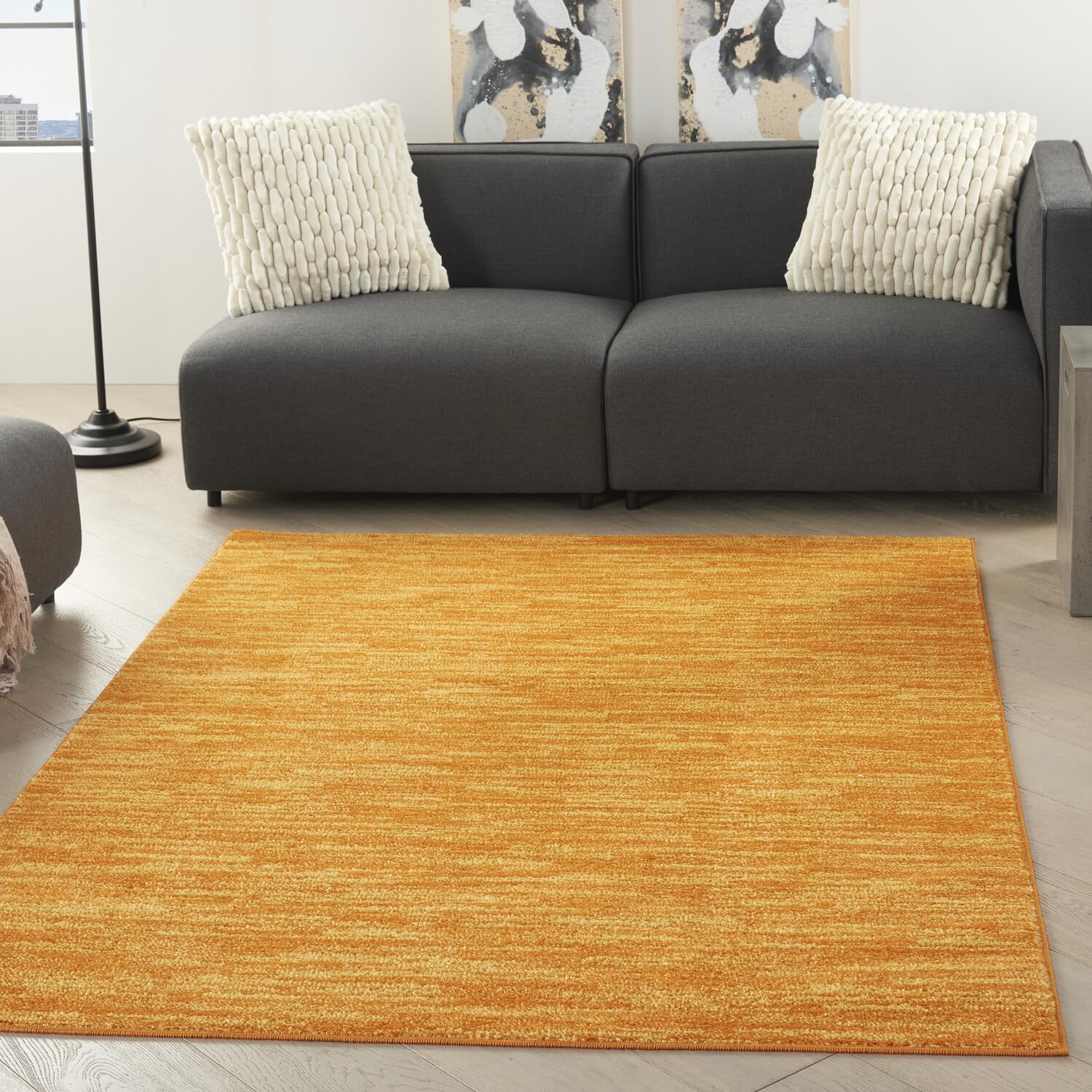 Nourison Essentials Indoor/Outdoor Sunburst 6' X 9' Area Rug, Easy -Cleaning, Non Shedding, Bed Room, Living Room, Dining Room, Backyard, Deck, Patio (6X9)