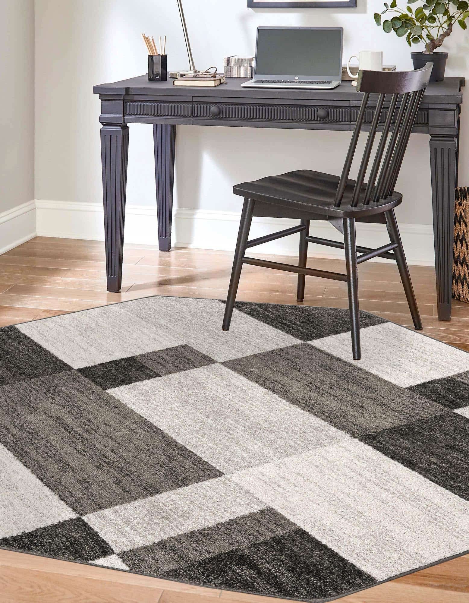 Unique Loom Autumn Collection Area Rug - Providence (5' 3'' Octagon, Gray/ Ivory)