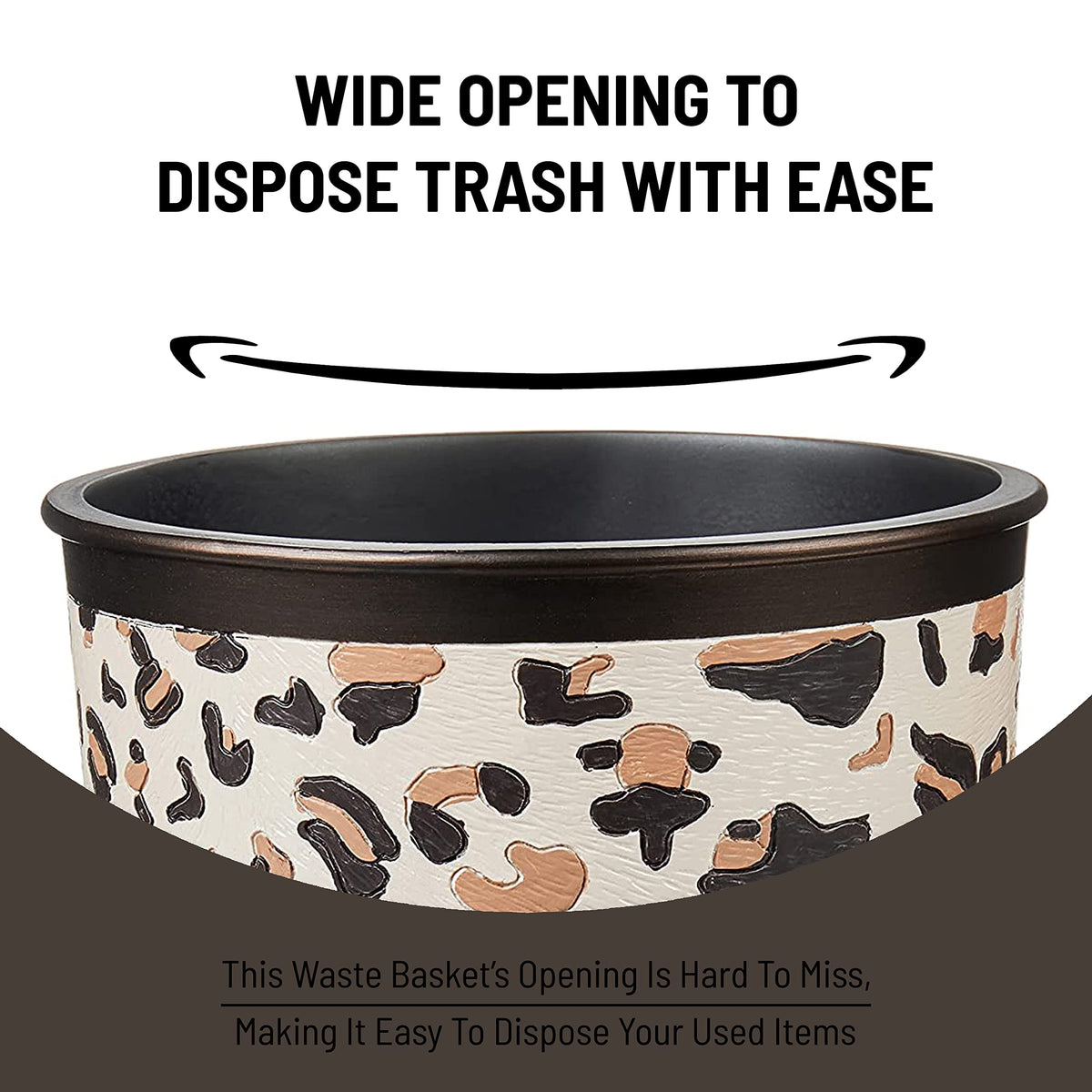 Popular Bath Jezella Collection Animal Print Trash Can, Multicolor, Resin Material, Open-Top, 9' X 6' X 9.5'