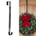 Haute Decor Hook & Lattice Metal Adjustable Length Over The Door Wreath Hanger, Matte Black (1 Pack) - Strong Unique Modern Desi