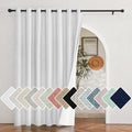 NICETOWN White 100% Blackout Linen Insulated Patio Curtain 84 inch Long Burg, Farmhouse Thick Completely Blackout Window Treatme