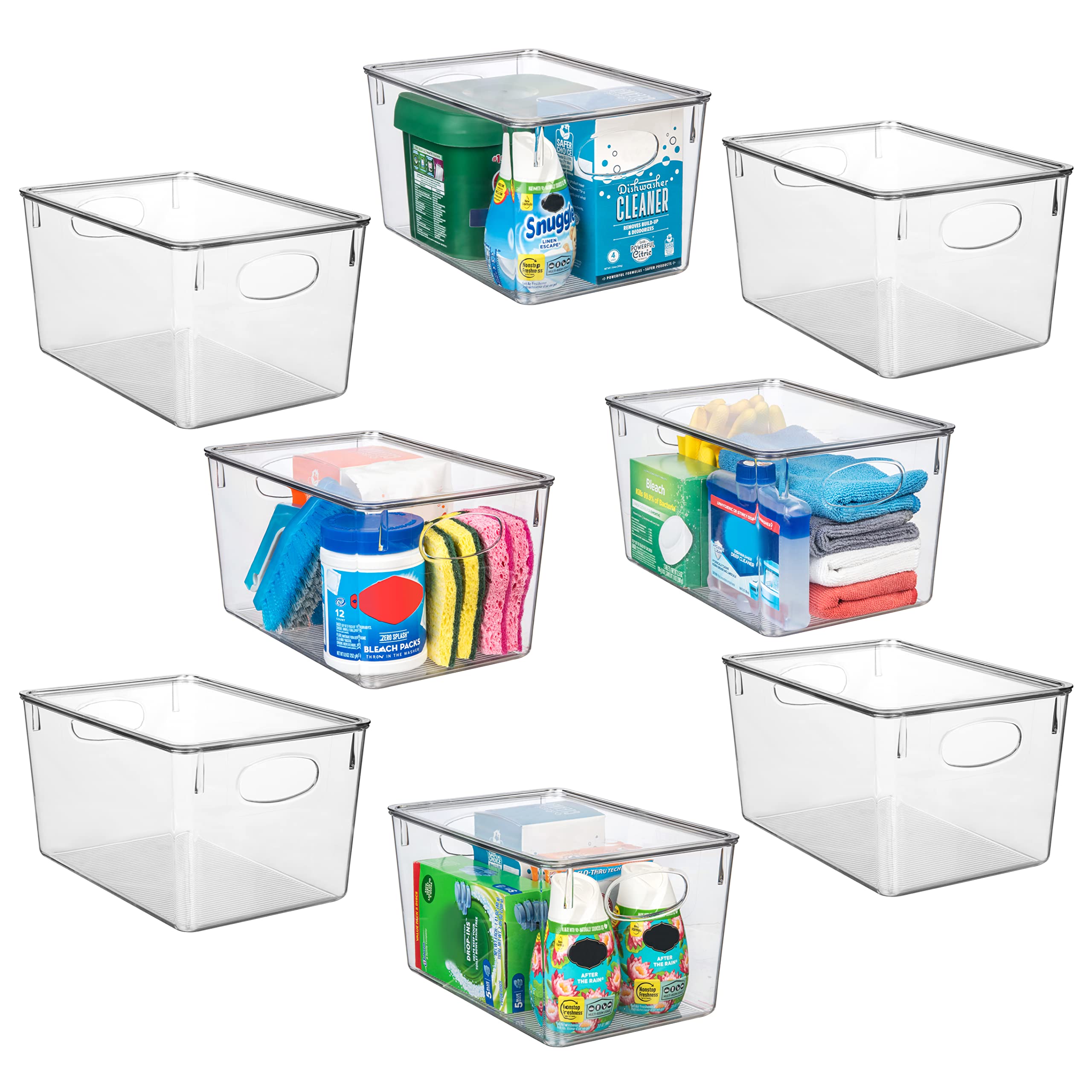 ClearSpace Plastic Storage Bins With lids, 8 Pack - Perfect Pantry Organization and Storage - Fridge Organizer, Pantry Storage C