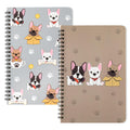 Xqumoi 2Pack A5 Bulldog Spiral Notebooks, Cute Cartoon Bulldog Pattern Ruled Hardbound Journal Writing Notebooks Hardcover Noteb