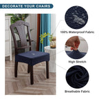 Genina Waterproof Seat Covers For Dining Room Chair Covers Waterproof Dining Chair Covers (2 Pcs-Rear-Gapped, Navy Blue)