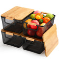 Geelin 4 Pcs Wire Baskets with Lids, Black, 12.2 X 8.27 X 5.51