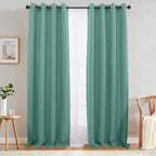 Jinchan Linen Textured 75% Blackout Curtain For Living Room 96 Inch Length Curtain Green Thermal Insulated Grommet Top Window Drape For Bedroom Curtain 1 Panel Beryl Green
