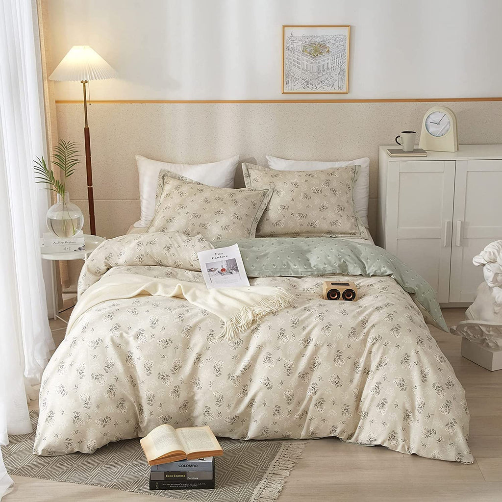 Lifetb Garden Style Floral Duvet Cover Queen Soft Cotton Boho Floral Bedding Sets Chic Shabby Botanical Queen Duvet Cover Girl W