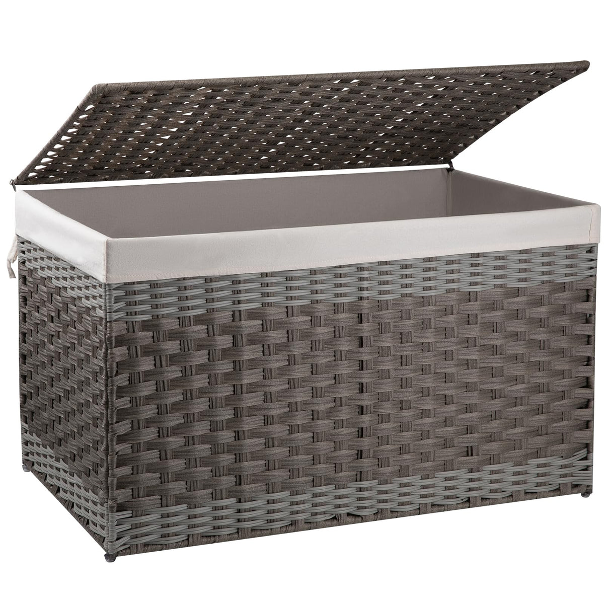 Oiahomy Extra Large Storage Basket With Lid, 42.3 Gallon (160L) Blanket Basket With Removable Liner Bag, Wicker Basket With Hand