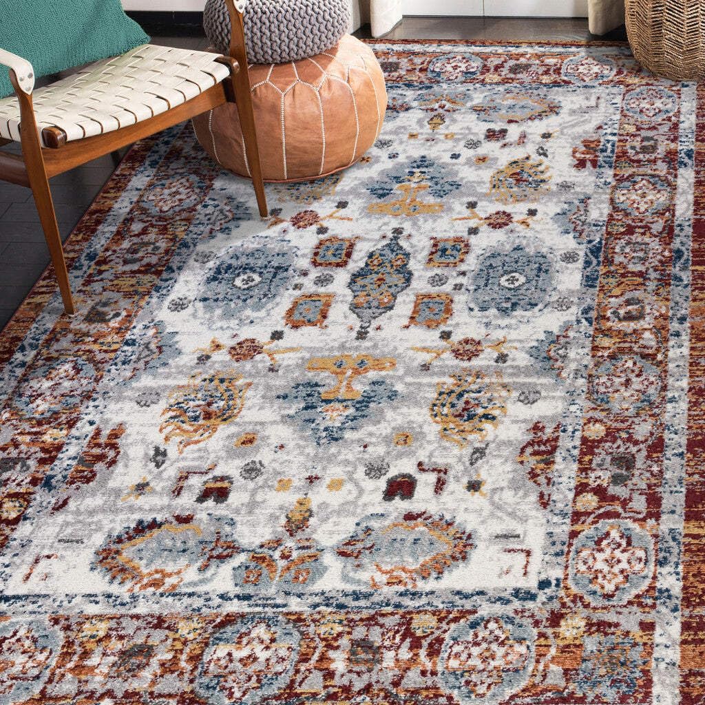 HomeRoots 531921 9 x 12 ft. Brown Floral Power Loom Rectangle Area Rug