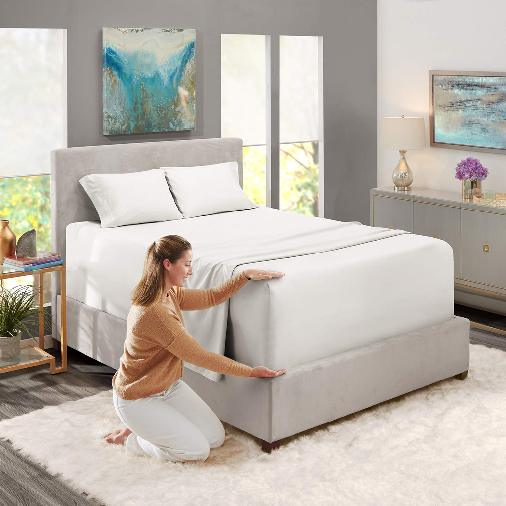 Nestl Extra Deep Pocket Sheets - Fits Mattress 18-24 Inches Deep, Extra Deep Pocket Full Size Sheets Sets, 4 Piece Full Size Sheets, Full Sheets Deep Pocket, White Sheets