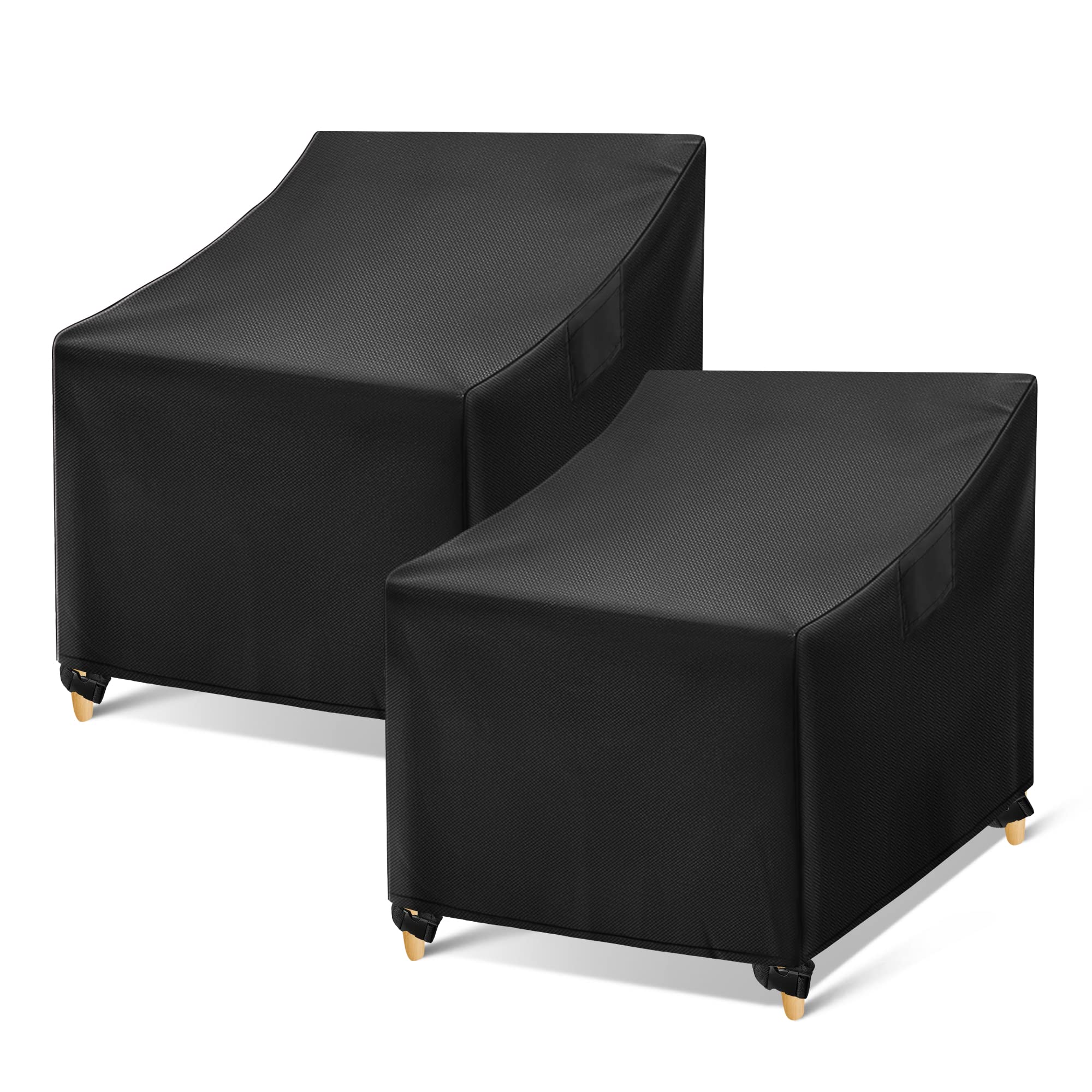 Wleafj Outdoor Chair Covers Waterproof, Black Lawn Patio Furniture Covers, Heavy Duty Patio Lounge Deep Seat Cover, 2 Pack - 26' W X 25' D X 34' H