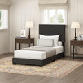 Furinno Pessac Upholstered Bed Frame, Black PU Leather, Twin XL