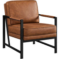 Yaheetech PU Leather Armchair, Retro Leisure Accent Chair with Extra Soft Padded and Cushion, Modern Reading Arm Chair with Blac