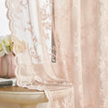 SEEKRIGHT Blush Pink Lace Curtains 63 Inch Length 2 Panels set Victorian Floral Sheer Curtains for Living Room Bedroom Girls Roo
